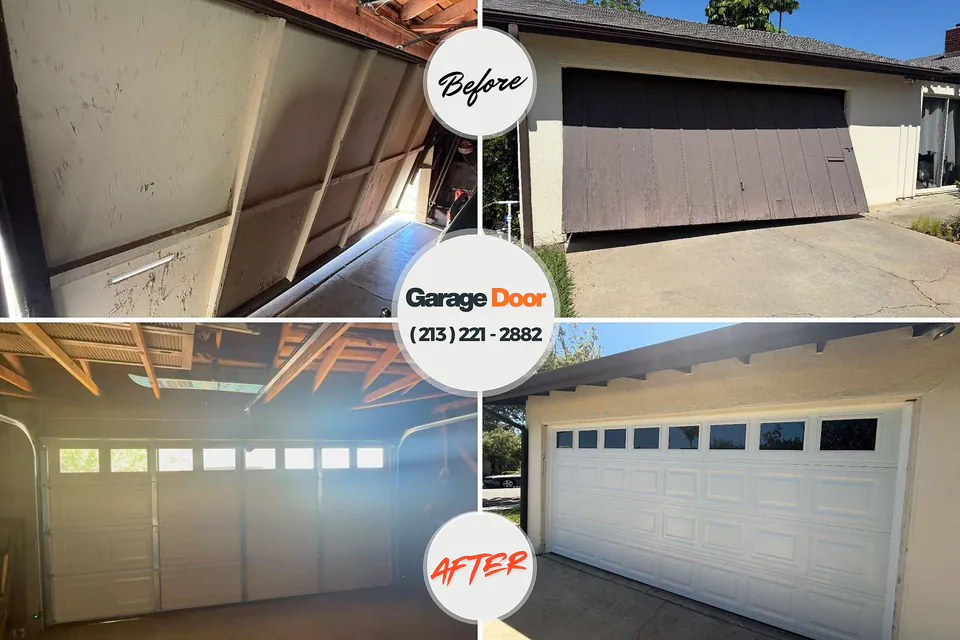 Before and after: garage door repair White Meadow Lake, NJ